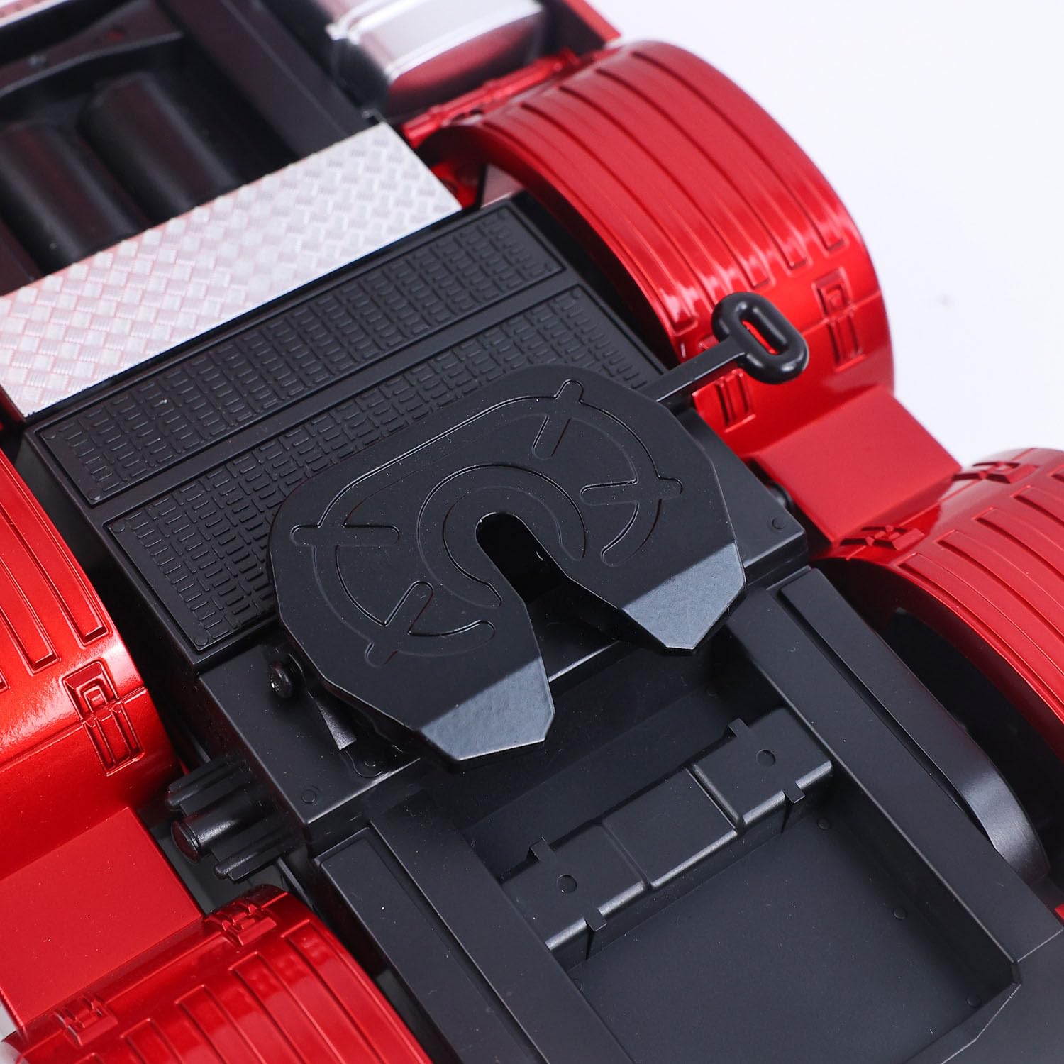 TOUCAN RC HOBBY HUINA 1/18 RC Trattore Camion 770S 3 Assi Plastica Semi Rimorchio Pianale Modello finito RTR Batteria Luce Effetti sonori (rosso)