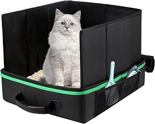 19.7"x 15.7"x 11" Travel Litter Box for Cats with Lid, Collapsible Portable Litter Box Waterproof, Cat Litter Pan for Car Hotel Airplane and Other Outdoor Use & Easy to Carry