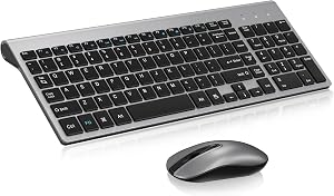 cimetech EasyTyping KF10 Wireless Keyboard and Mouse Combo, [Silent Scissor Switch Keys][Labor-Saving Keys] Ultra Slim Wireless Computer Keyboard and Mouse, Easy Setup for PC/Laptop/Mac/Windows -Grey