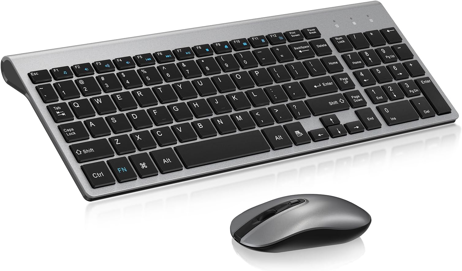 cimetech Keyboard Mouse Combo, 2.4G Ultra-Thin Sleek Design, USB Compact Full Size Wireless Keyboard and Mouse for Windows, Computer, Desktop, PC, Notebook - Grey