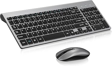 cimetech EasyTyping KF10 Wireless Keyboard and Mouse Combo, [Silent Scissor Switch Keys][Labor-Saving Keys]Ultra Slim Wireless Computer Keyboard and Mouse, Easy Setup for PC/Laptop/Mac/Windows - Grey