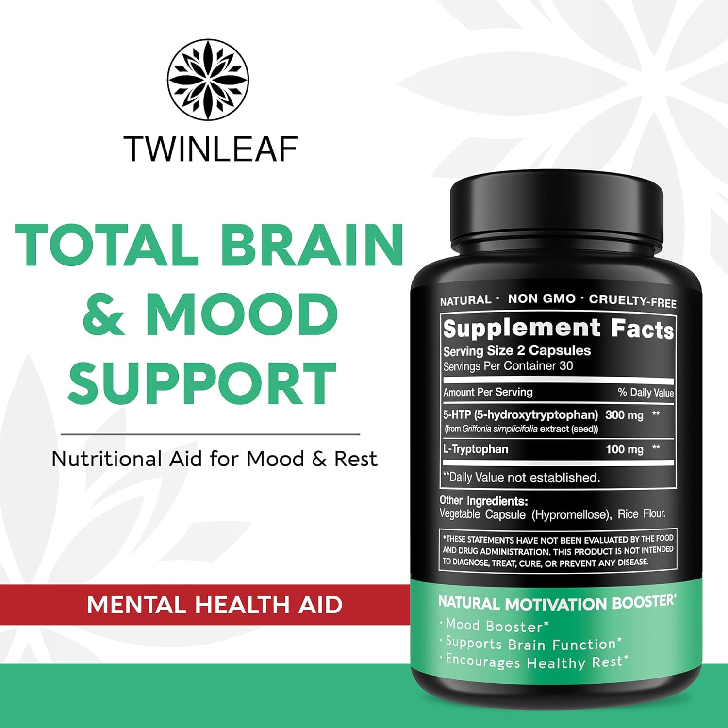 Twinleaf 5-HTP & Dopamine Support Supplement Bundle - 5-HTP, L-Tyrosine, Vitamin B12 for Daily Well-Being - 60 Vegan Capsules Each - Made in USA
