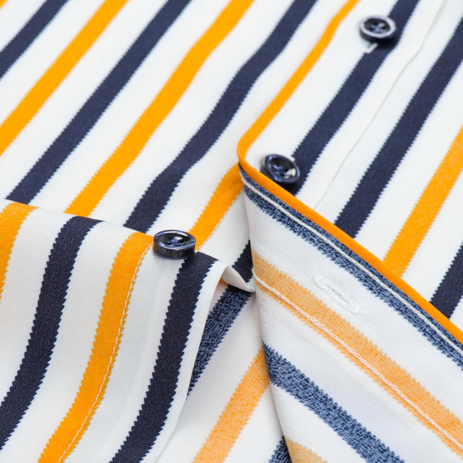 Men's Color Block Striped Long-Sleeve Button-Down Shirts, Spring Summer Comfort Vacation Casual Beach Shirt - Image 5