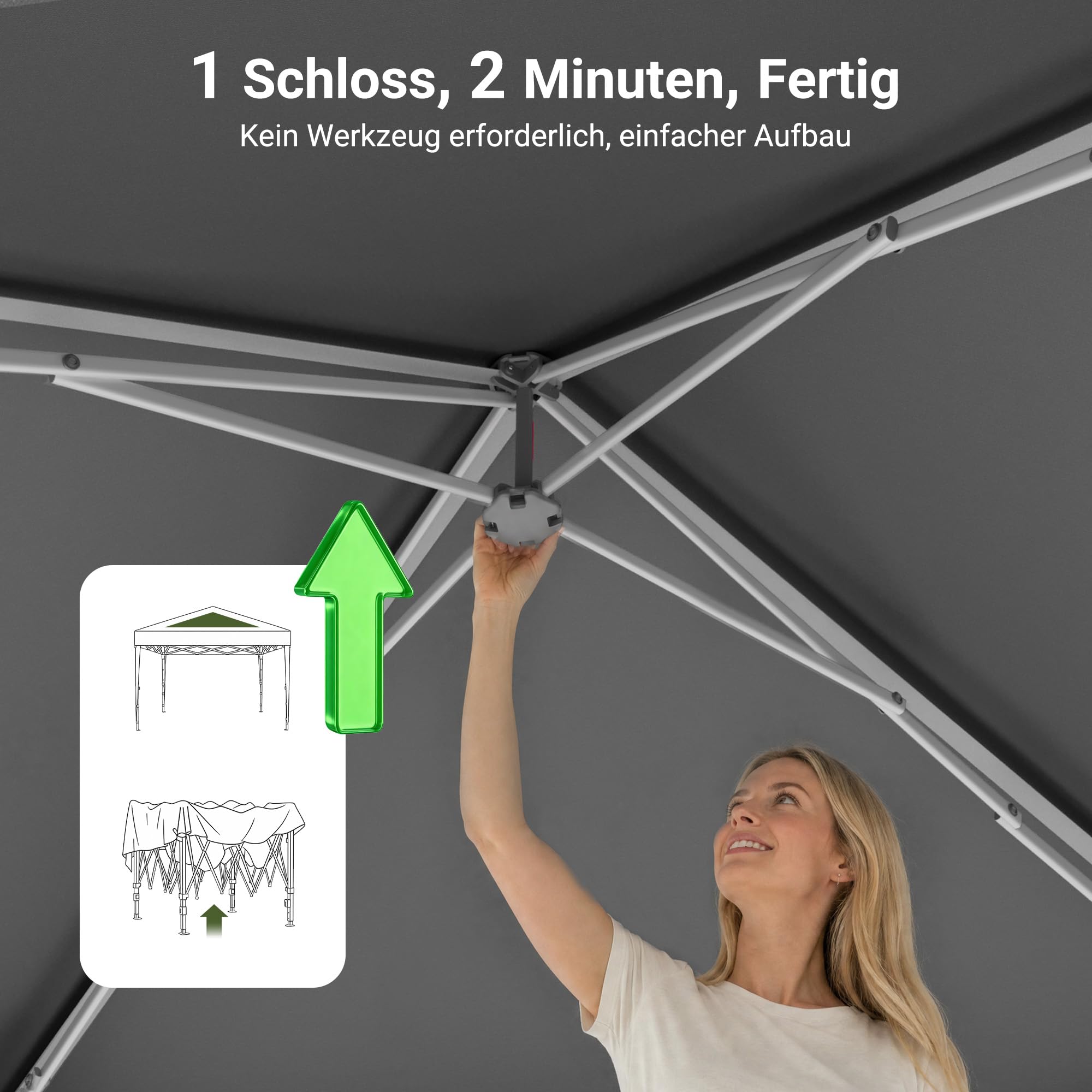 JUMMICO Pop Up Faltpavillon, 3 x 3 m Pavillon mit Netzfenstern zur Belüftung, UV-Schutz 50+, mit 4 Seitenwänden, wasserdicht stabil Winterfest，Faltbar Partyzelt Gartenzelt Gartenpavillon, Grau