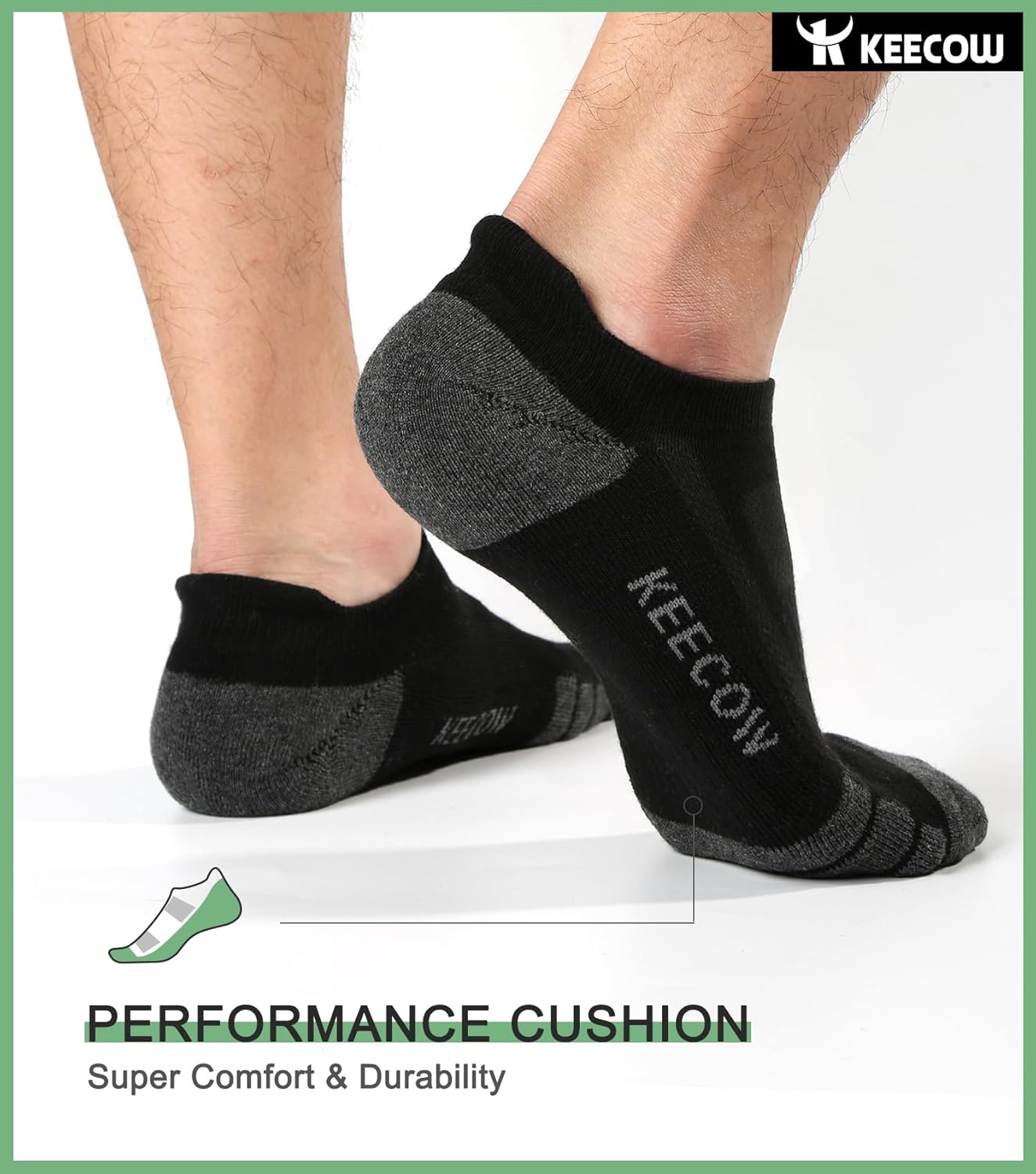 KEECOW Ankle Athletic Running Cushioned Socks for Men & Women No Show Low Cut Sports Cotton Tab Socks 6 Pairs - Image 3