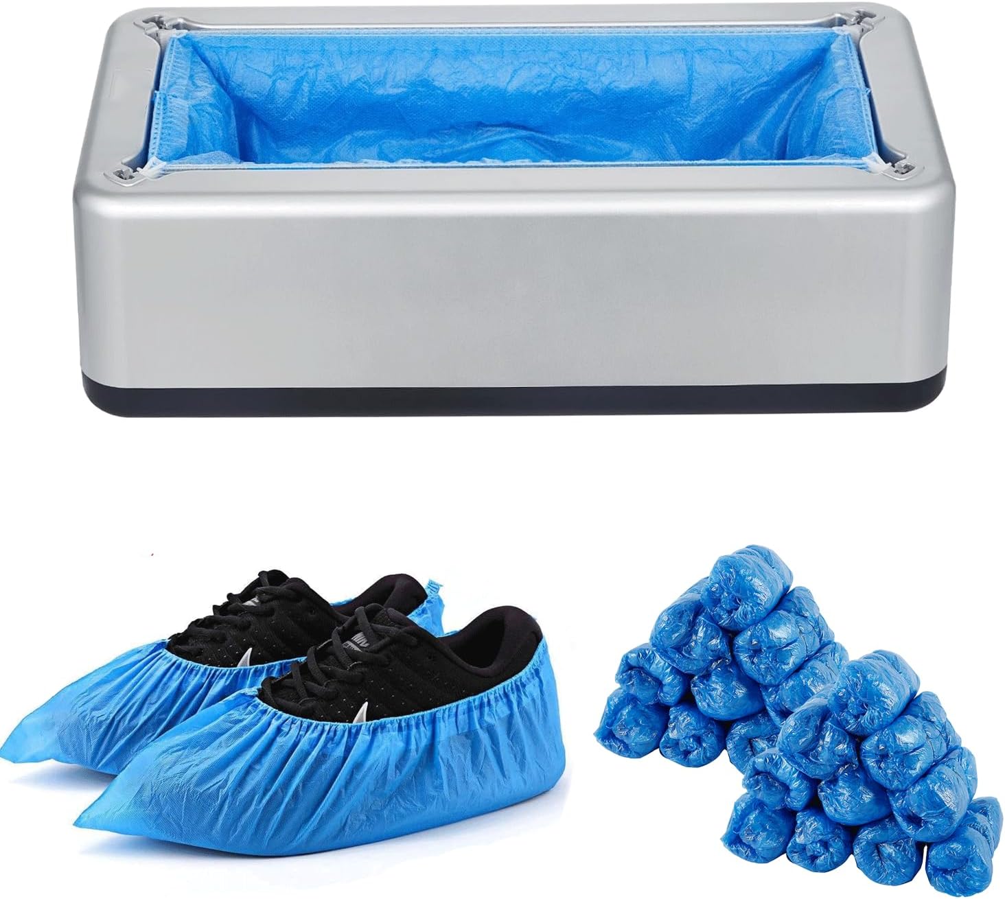 Shoe Covers Dispenser with 200 Disposable Non-Slip Covers, Automatic Shoe Cover Machine for House, Hands-Free Design, Fits Most Sizes, Ideal for Home, Office, and Floor Protection