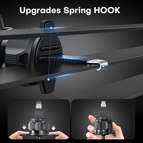 Miniatura 3 de OMOTON Soporte de teléfono para ventilación de automóvil, gancho de metal de resorte, manos libres y súper estable, compatible con iPhone, Samsung,