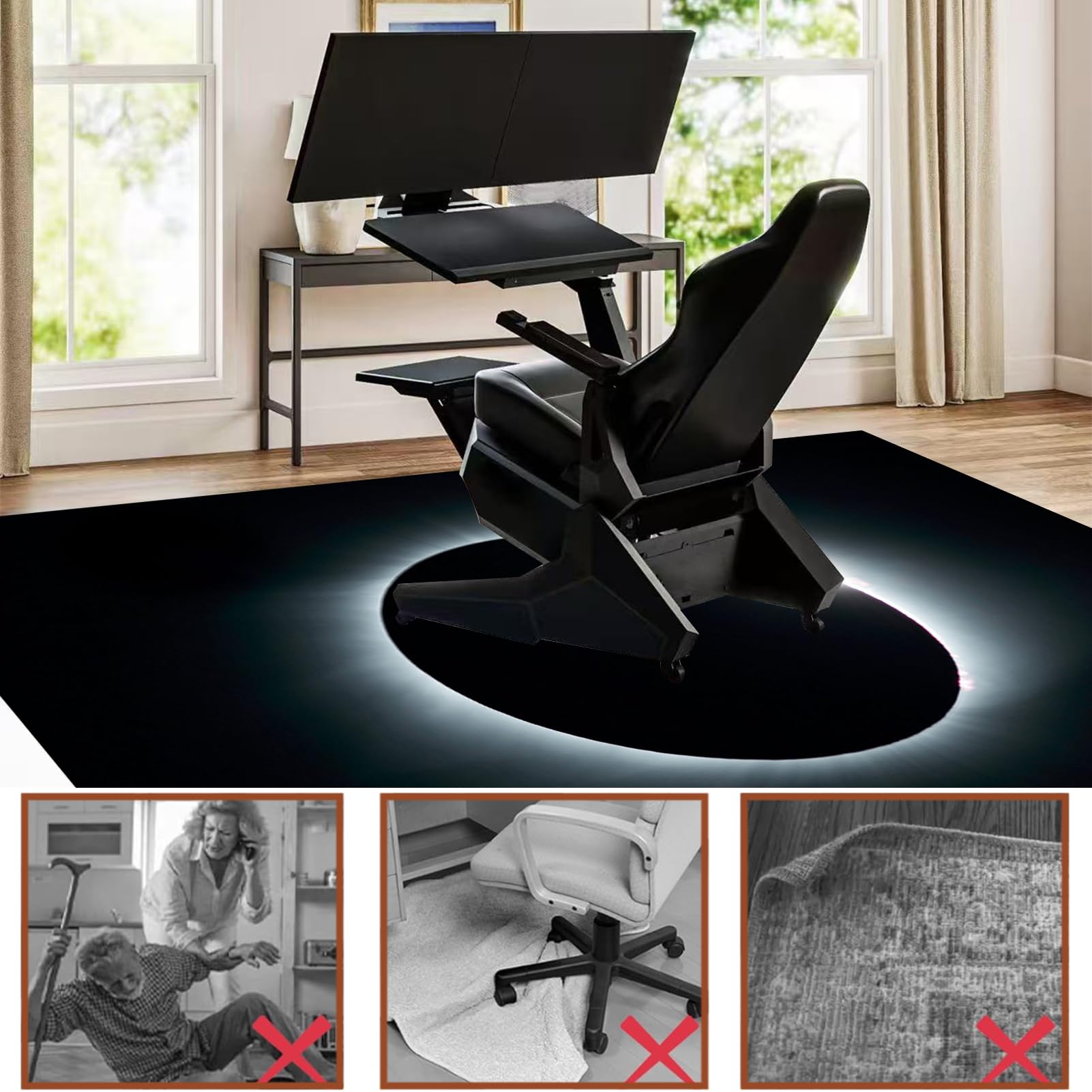 Alfombrilla Protectora Suelo para Silla de Ruedas Oficina Alfombra Antideslizante Silla Gaming Alfombrilla Gaming de Suelo 90 x 110 cm Alfombrilla Protección para Suelos Duros Laminado Parqué
