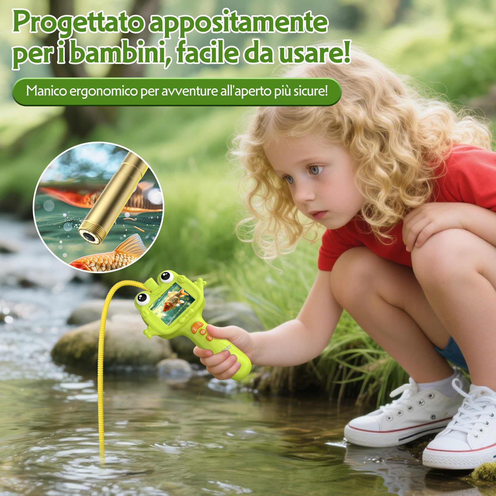 Endoscopio per Bambini,Impermeabile IP67 con 8 LED,giocattoli educativi per Ragazzi e Ragazze 4-12 Anni,Giocattoli per Esplorazione All'aperto,Regalo di Compleanno di Natale