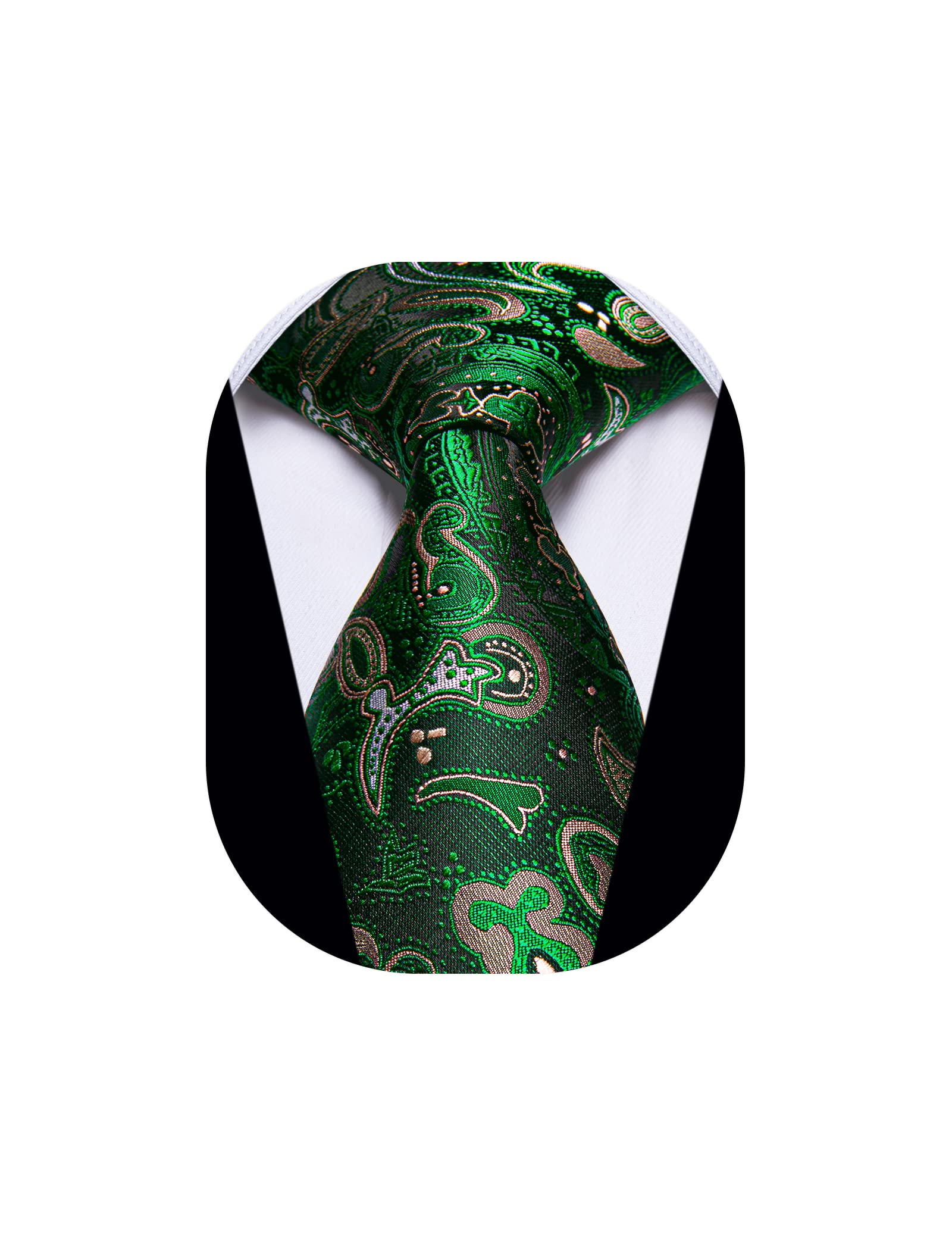 Green Tie for Men Silk Paisley Men's Necktie Woven Jacquard Formal Business Party Wedding Designer