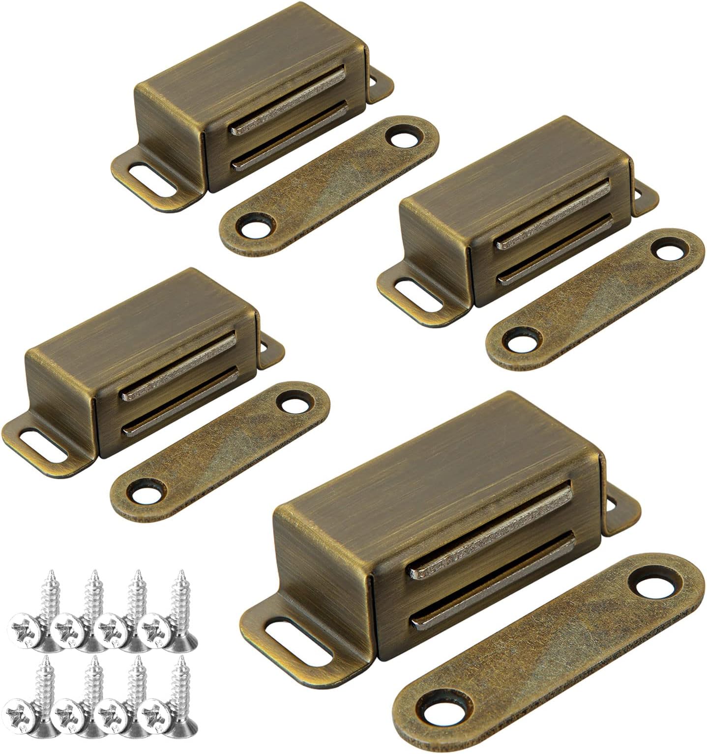 ASelected Magnetic Door Catch, Magnetic Catches for Cupboards Stainless Steel Magnets for Small Cabinet Door Drawer Latch Cupboard Closet Closer 4 Pack 8 KG Pull Strong Bronze