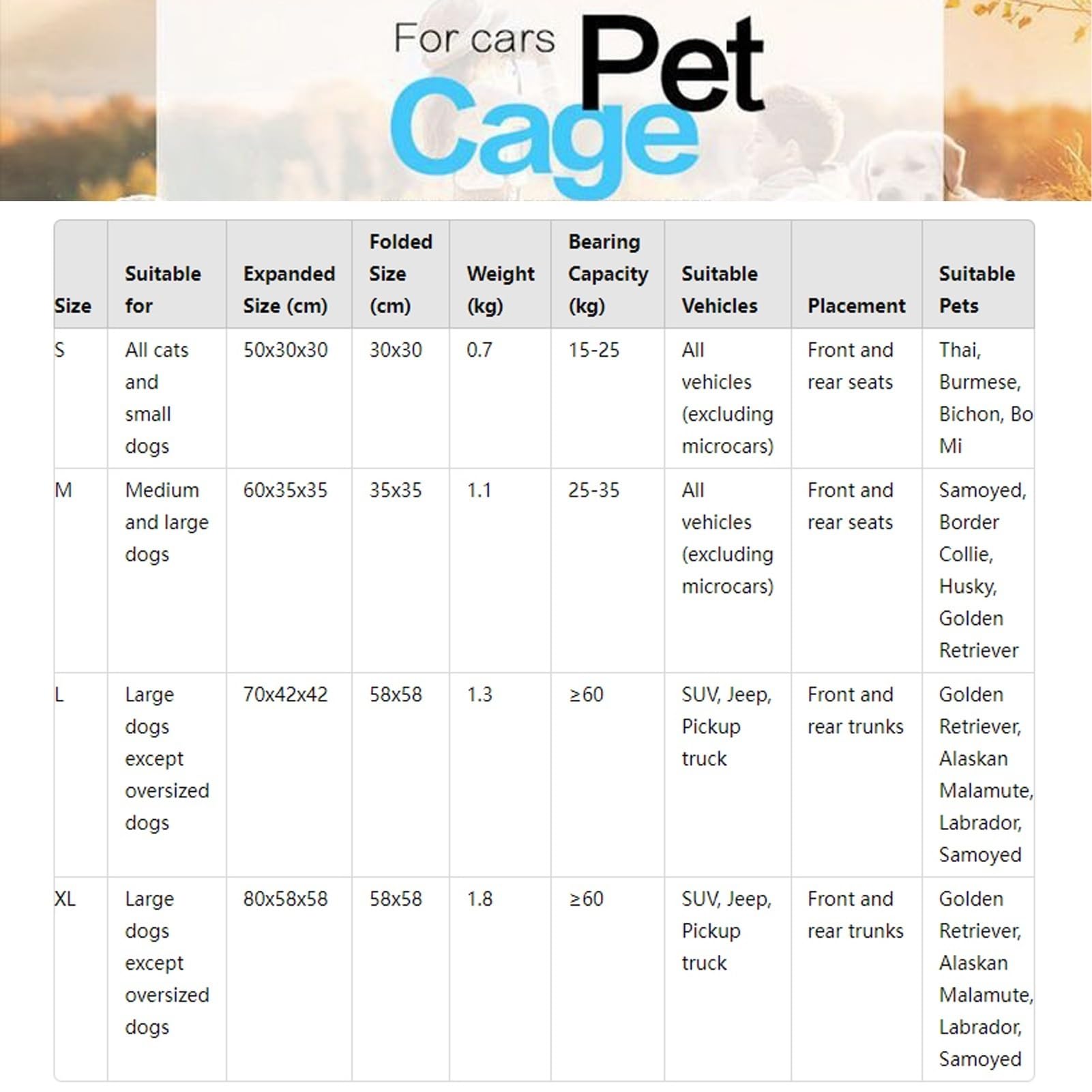 Caja plegable para perros y gatos para coche: caja de transporte para mascotas, viajes, portátil, segura, transpirable, para exteriores, con cinturón de seguridad (azul marino, 70 x 42 x 42 cm)