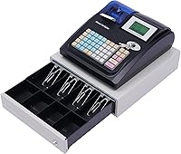 Vista 1 de Sistema POS electrónico de caja registradora con teclado de 48 teclas y cajón bandeja de efectivo e impresora térmica para pequeñas empresas