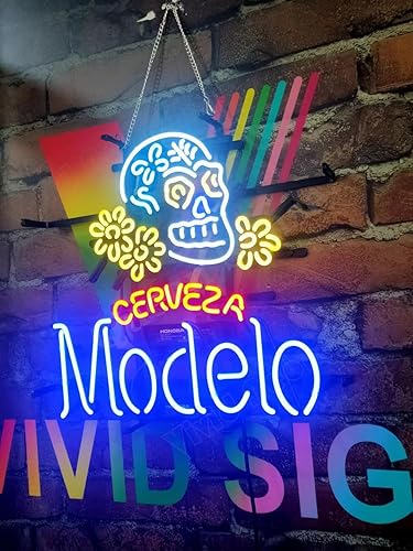 Miniatura 4 de Queen Sense 20"x16" Cerveza Modelos Skull Neon Sign Light Man Cave Bar Pub Cerveza Artesanal Decoración de Pared Lámpara KC11