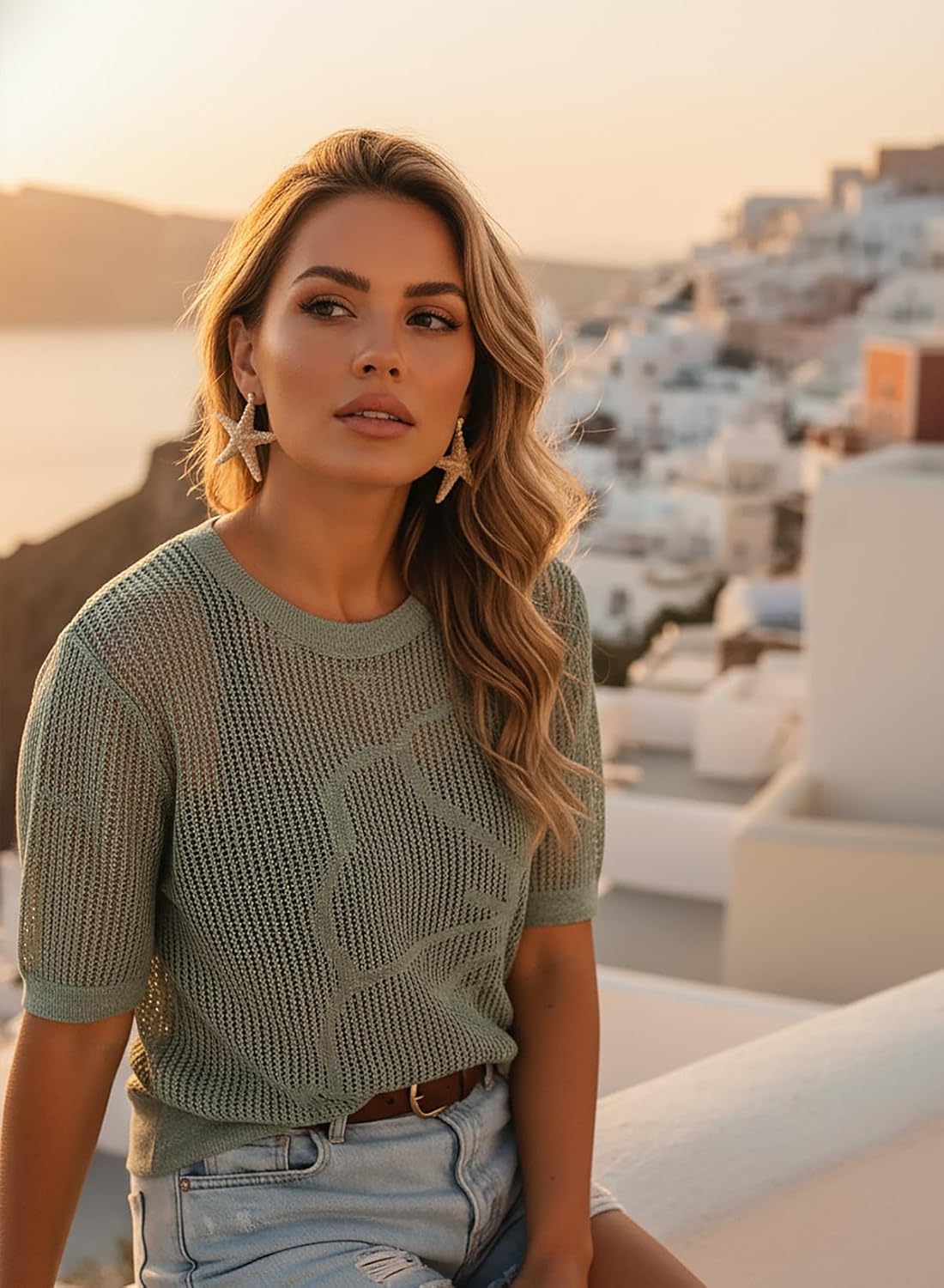 Dokotoo Womens Summer Short Sleeve Crochet Tops Hollow Out Floral Beach Vacation Clothes Cruise Outfits - Image 2