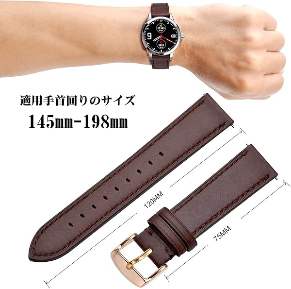 [ANNEFIT] 時計ベルト 17mm/18mm/19mm/20mm/21mm/22mm/24mm オイルレザー クイックリリース 替え腕時計バンド - 2
