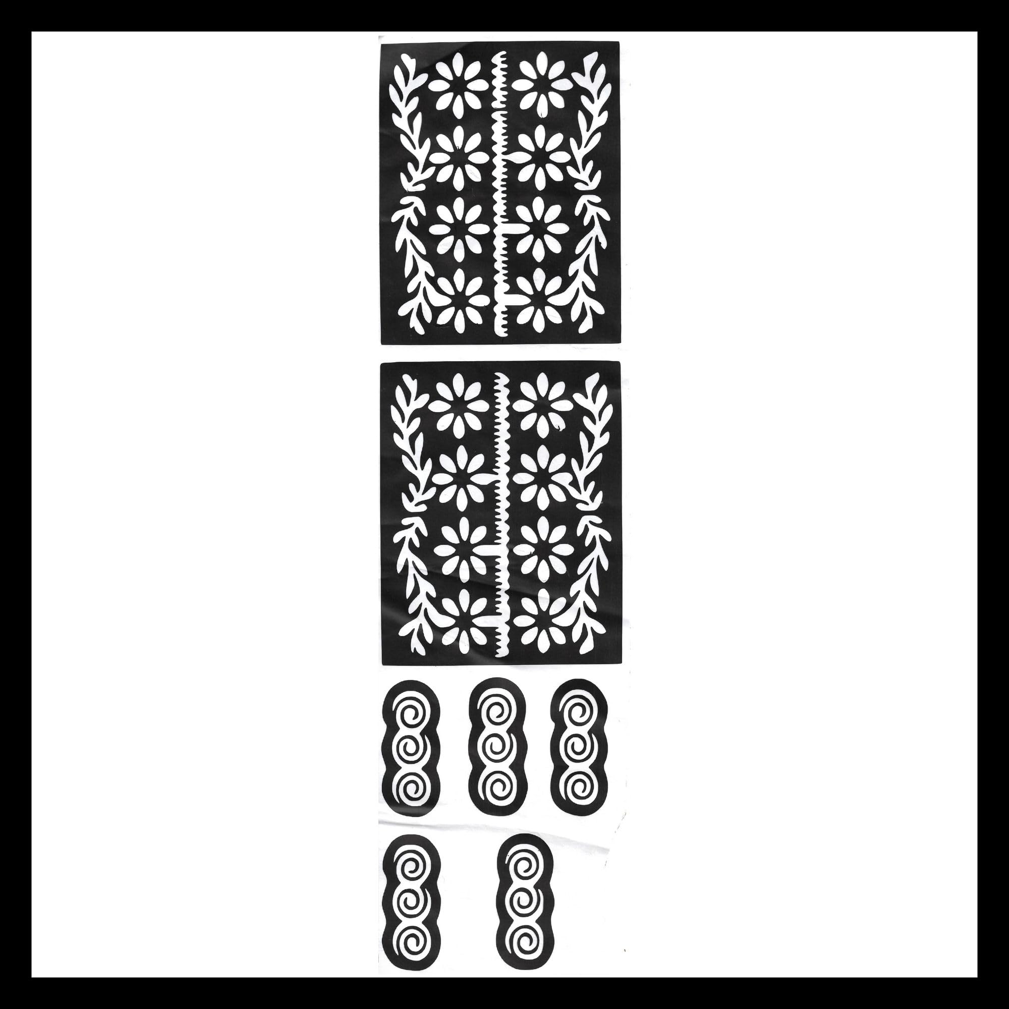 Mehndi Stencil Design Full Hand Set | Henna Tattoo Stencil for Women, Girls and Kids | Easy to Use in Just 4 Steps | Daisy Floral Vine & Spiral Mehandi Sticker | (MS-25)-image-17