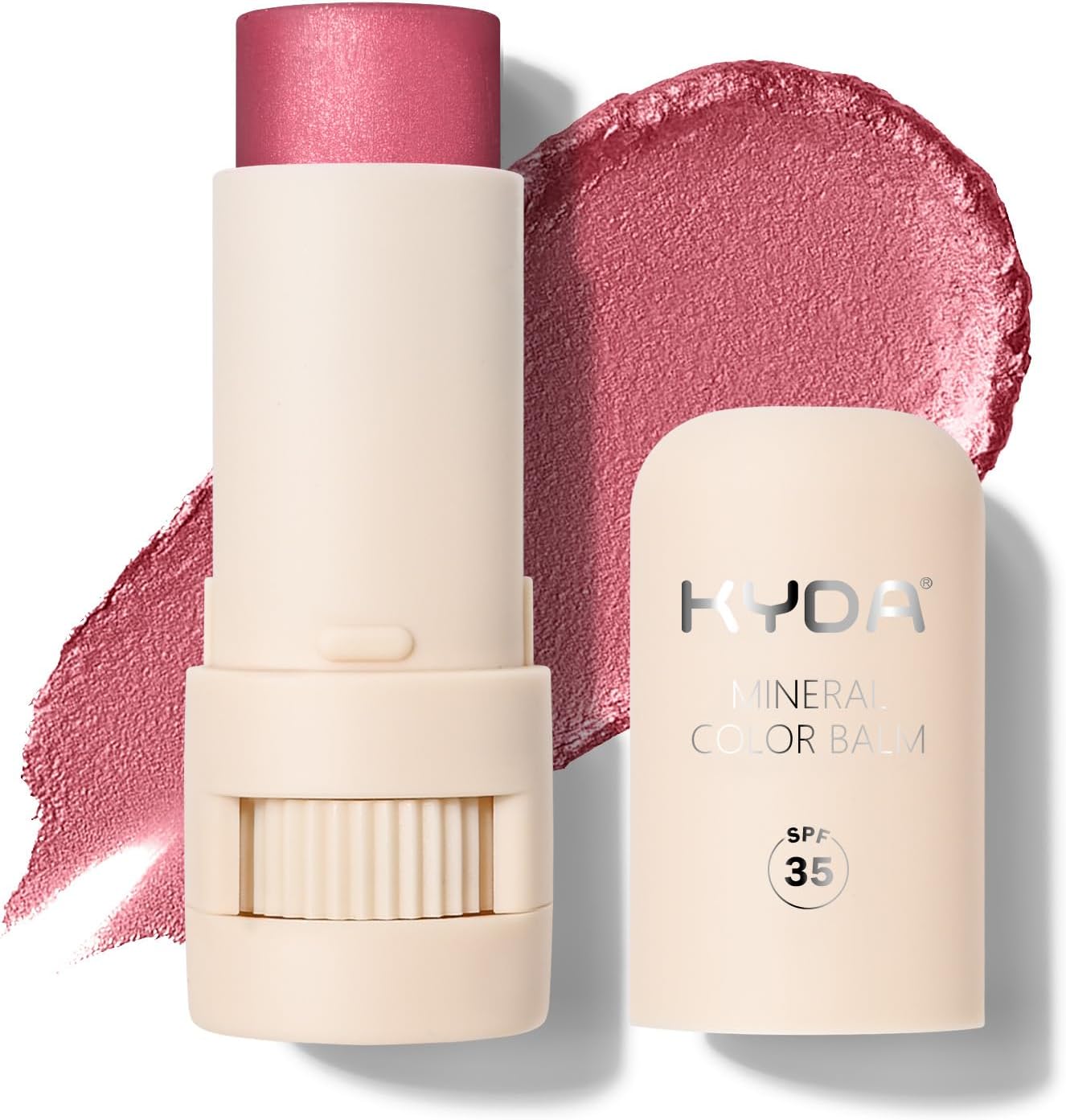 Mineral Color Balm, SPF 35, Buildable Shimmer Color for Lip and Cheek, Natural Shimmer Cream Blush Stick, Lightweight Blendable, Multiuse Makeup Balm, PRETTY