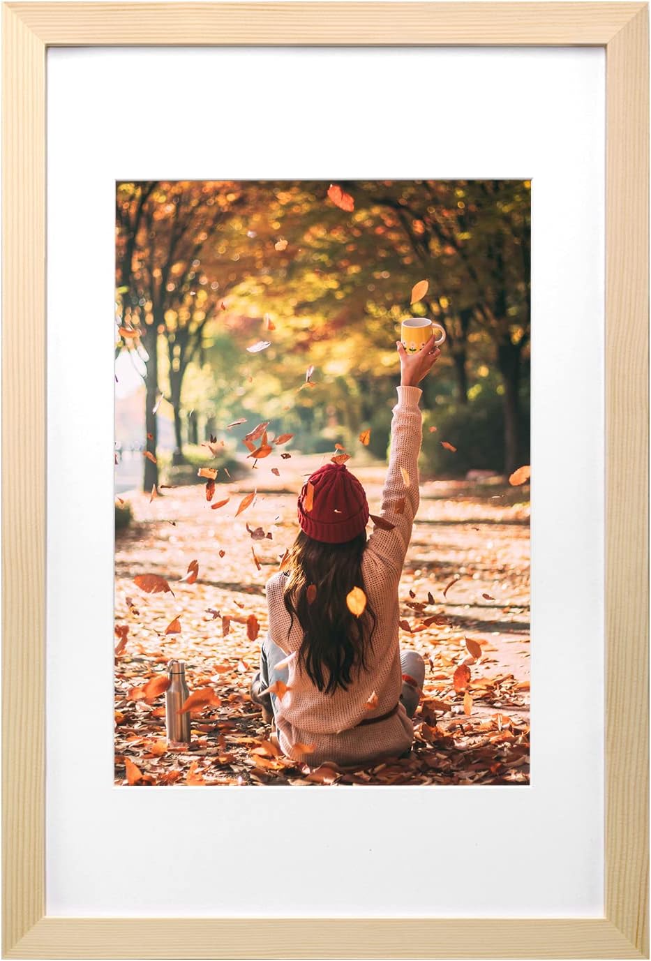 KINLINK 11x17 Picture frame Natural, Wood frame with Acrylic Plexiglass for