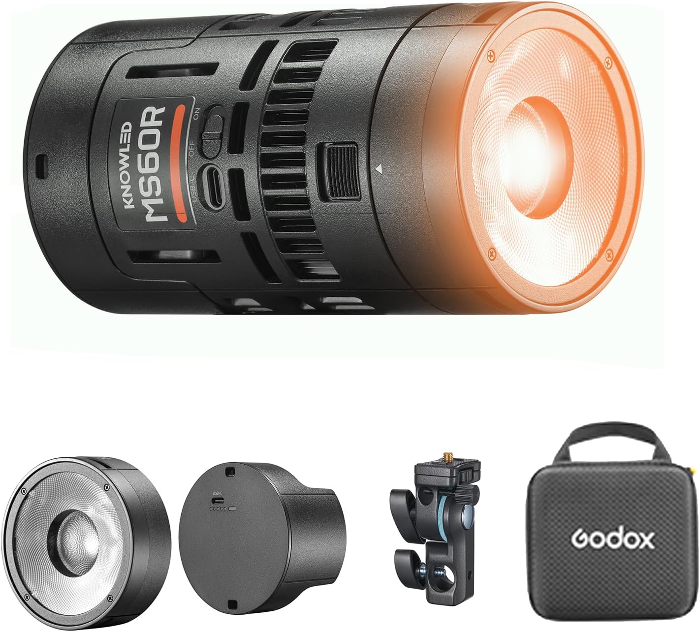 GODOX KNOWLED Full Color LED Video Light, Mini RGB LED Monolight, Continous Output Lighting Supprt LumenRadio CRMX, APP Control NFC Integration for Studio Live Streaming Video Recording (MS60R)