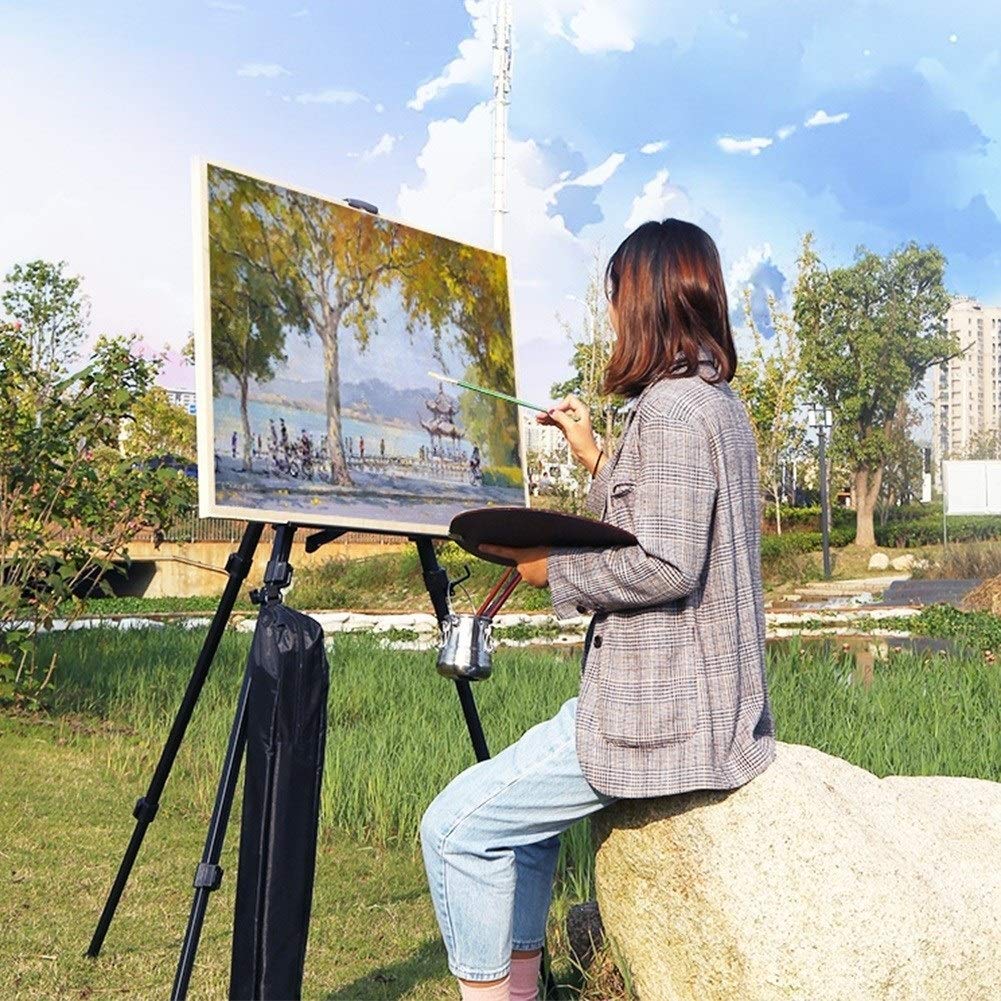 Caballete telescópico plegable para estudio de campo, para pintura, trípode con bolsa de transporte, color negro (caballete + tablero de dibujo 4K)