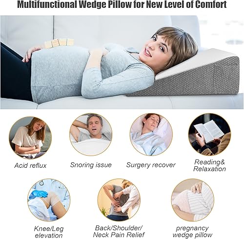 Miniatura 4 de Almohada de cuña de cama para dormir, almohada triangular de espuma viscoelástica para cabeza, espalda, soporte de rodilla, almohadas de elevación