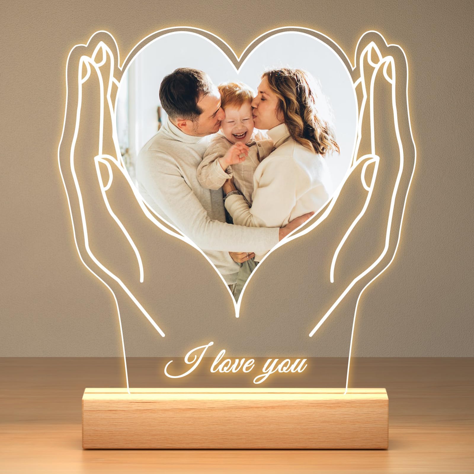 Jkolalin Custom Picture Frames with Photo, Customized Photo Frame, Personalized Picture Frame, Customized Birthday Gifts for Women Men Mom Dad Baby Kids Grandma Grandpa Family