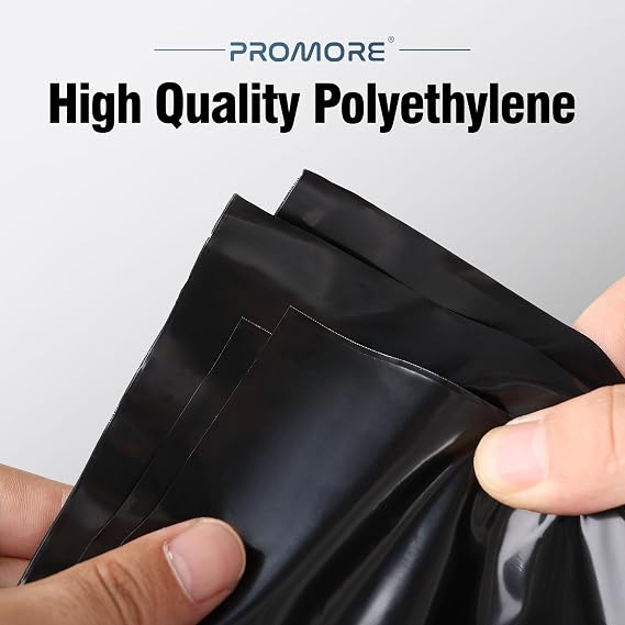 2 x 10M Black Plastic Sheeting Heavy Duty 1850G Thick Polythene Sheeting | Garden Grow Horticultural,Damp Dustproof Sheet Waterproof Outdoor Cover,Membrane for Building Industrial Protection