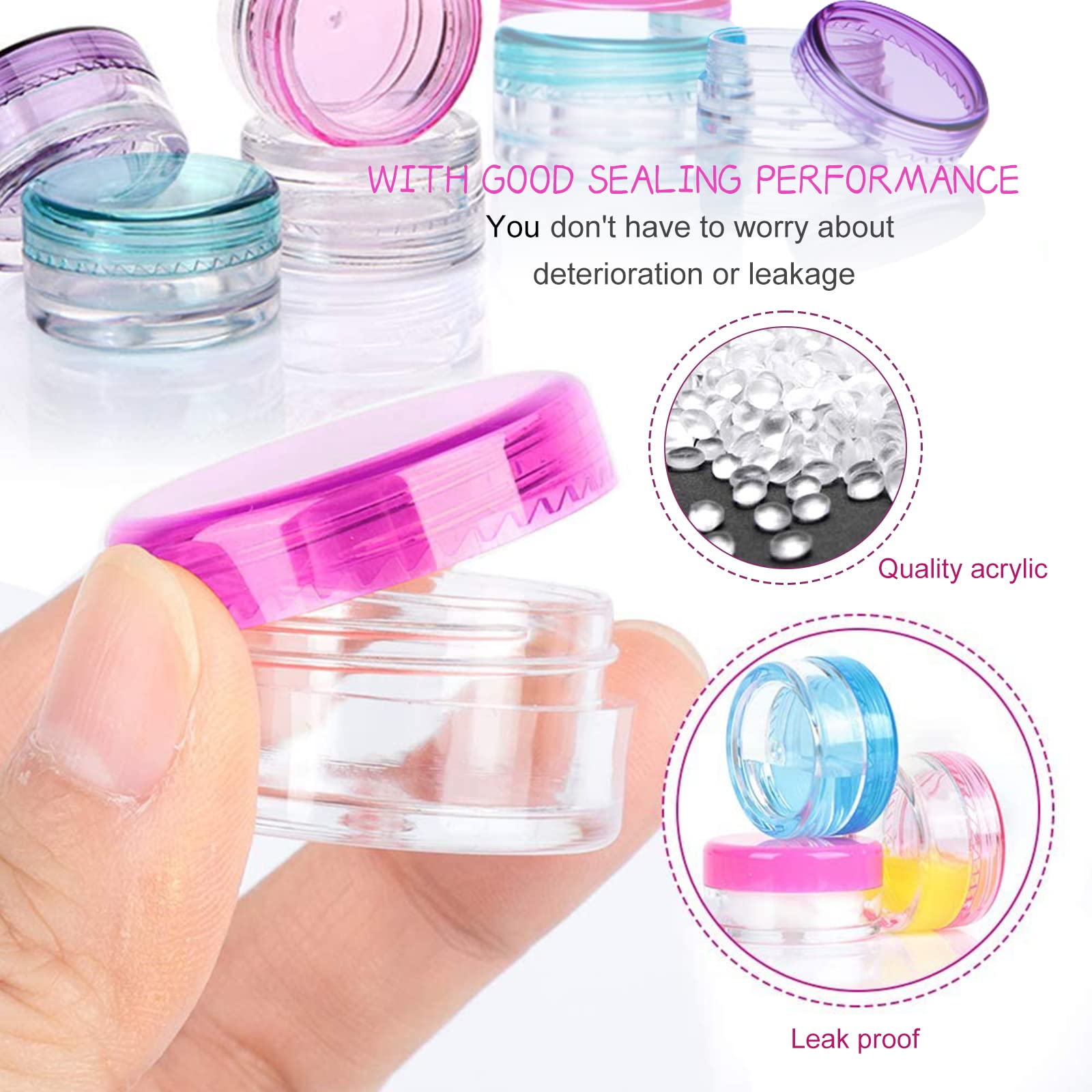 120 contenitori da 5 ml, per crema PS con 4 mini spatole per cosmetici, balsamo per labbra, crema per unghie, strass, pigmenti, ombretti