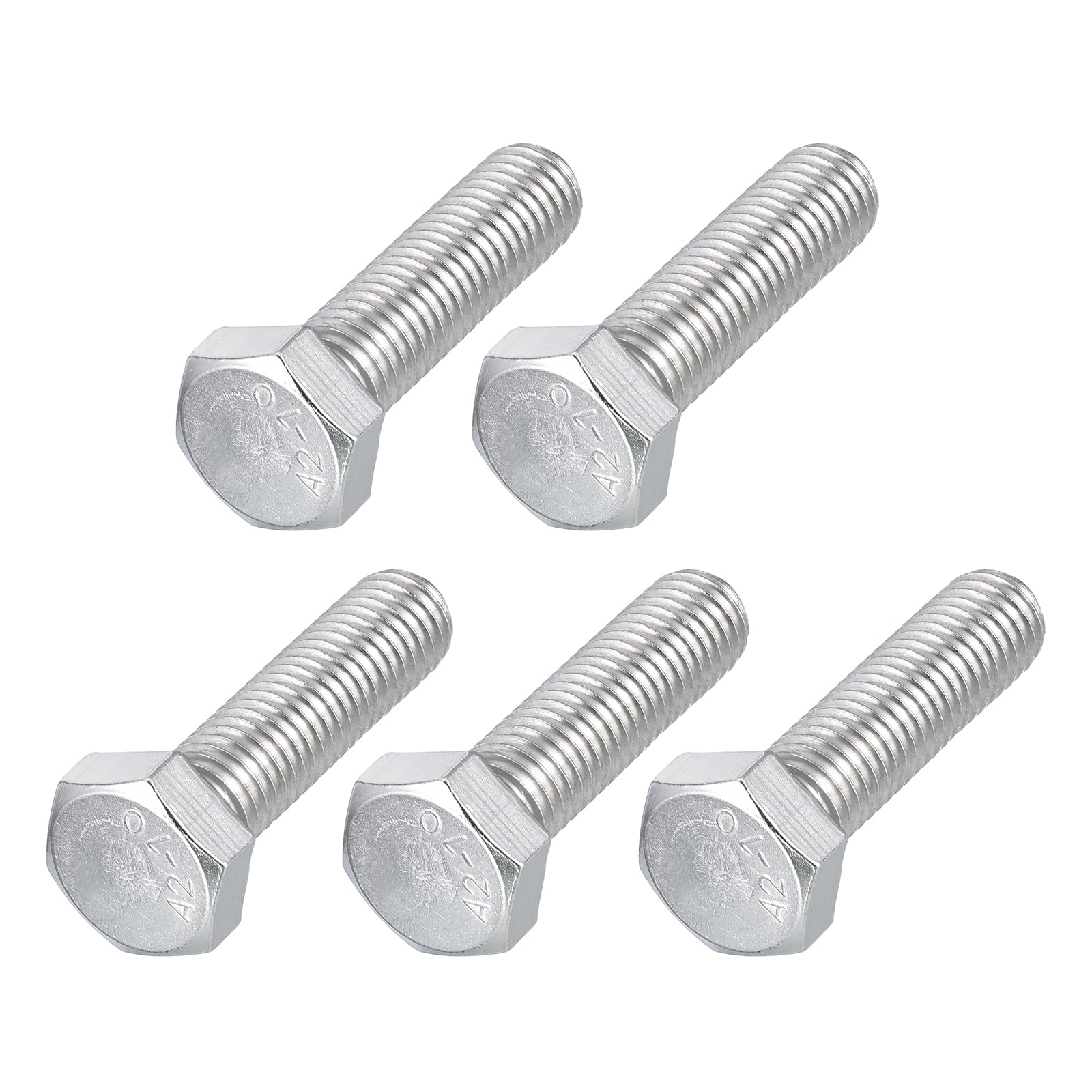 METALLIXITY Hex Bolts (M12-1.75x45mm) 5Pcs, 304 Stainless Steel Coarse Fully Threaded Hex Head Screw Bolt Machine Screws