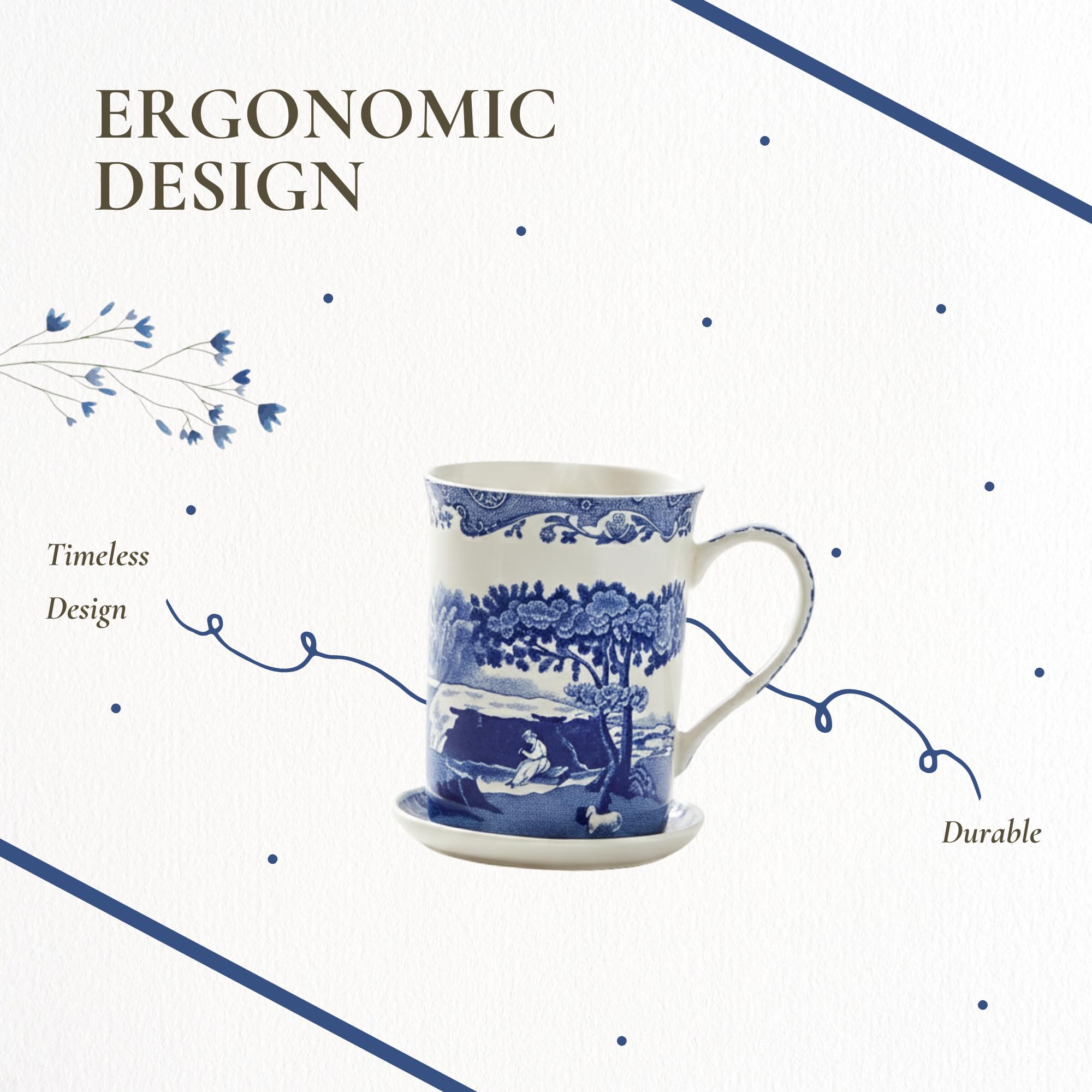 Amazon.co.jp: Spode Blue イタリアン 12オンス マグ&コースターセット