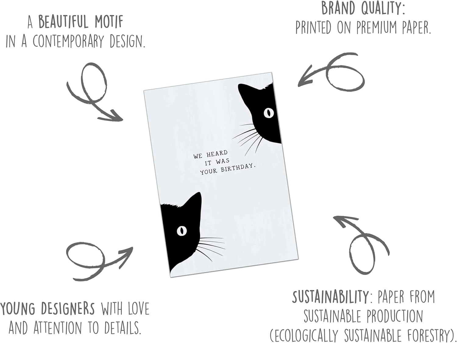 Edition Seidel Premium Birthday Card with Envelope. Greeting Happy Birthday for Him or Her Man Woman Friend Cat Lover Funny Quote (G3633 SW024) - Image 3