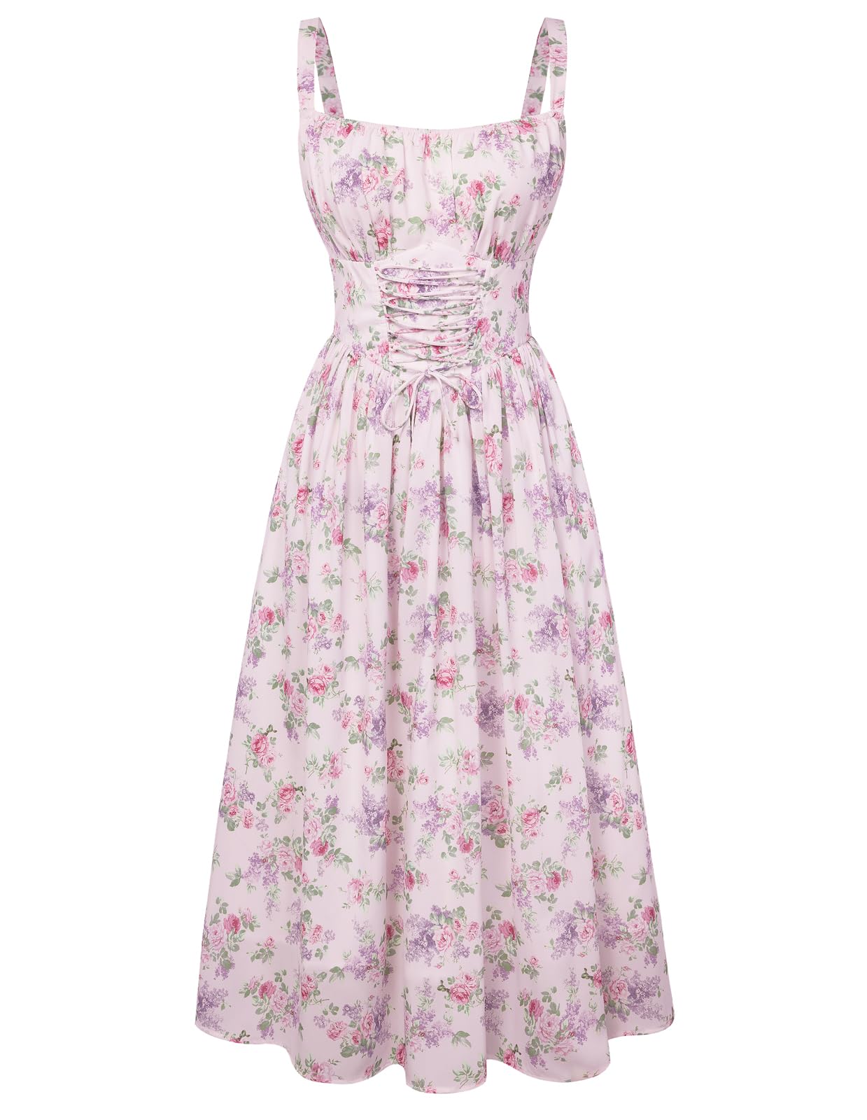 Summer Dresses for Women UK Casual Floral Beach Sundress Sleeveless Spaghetti Strap Victorian Milkmaid Corset Dress