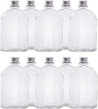 Pukkr Mini Glass Flask Bottles 200 ml – Pack of 10 Screw Cap Sample Bottle for Cocktails, Spirits, Oils, Flavours, Wedding Favours & Gift Sets – Airtight Thick Glass Bottles