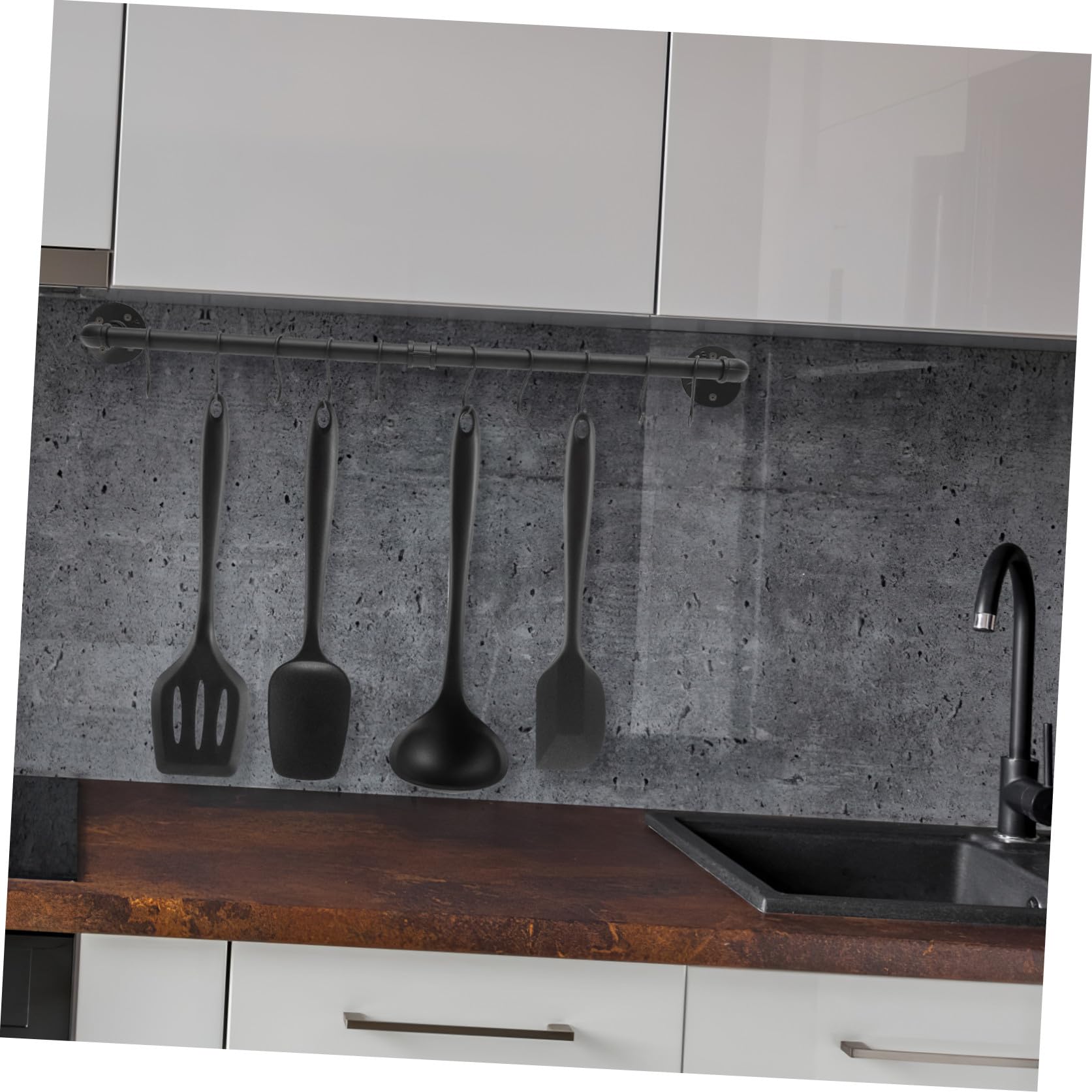 Cabilock 1ensemble Support Murale De Cuisine Industrial Avec Crochets Pour Casseroles Et Poêles Organisateur De Pots Et Ustensiles De Cuisine Rail Pratique Et Économiseur Espace