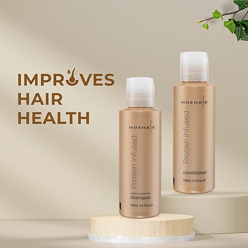 Miniatura 4 de Moehair Juego de champú y acondicionador con infusión de proteínas tamaño de viaje 34 onzas líquidas Combo-Protein-34 onzas líquidas