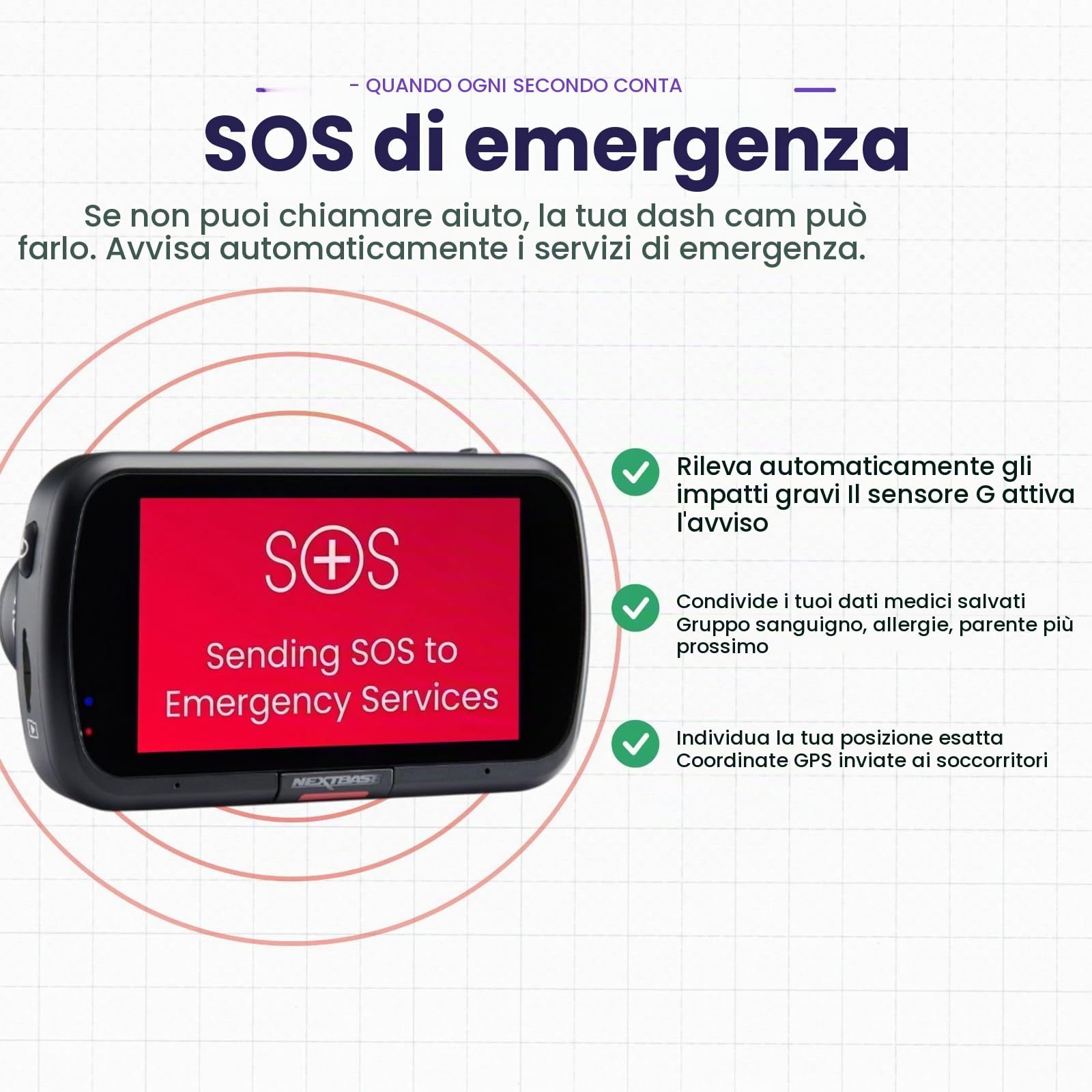 Nextbase® 522GW Dash cam Auto | Modalità di Parcheggio 24/7 | Dashcam Auto 2K 1080p 30fps | Schermo Tattile da 3" Telecamera | Camera con Angolo di Visione di 140° | Visione Notturna
