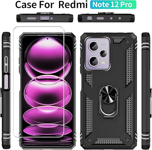 Miniatura 2 de Funda para XiaoMi RedMi Note 12 Pro 5G Poco X5 Pro con 2 unidades Protector de pantalla de vidrio templado, para RedMi Note 12 Pro Heavy Duty Armor