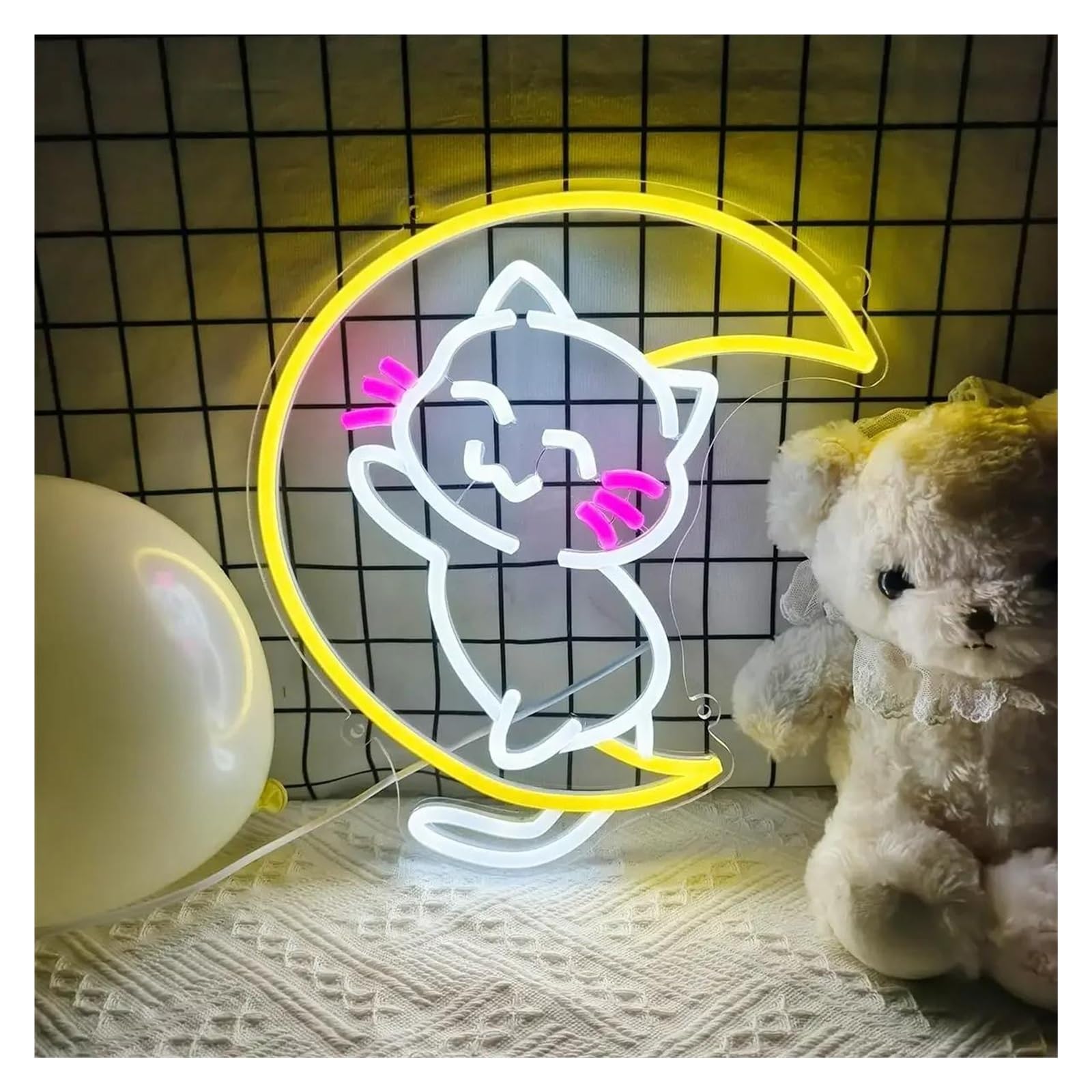 néon signe Enseigne Au Néon En Forme De Chat, Alimentée Par USB, Pour Salle De Bain, Chambre À Coucher, Bar, Salon 33.5x28.4cm
