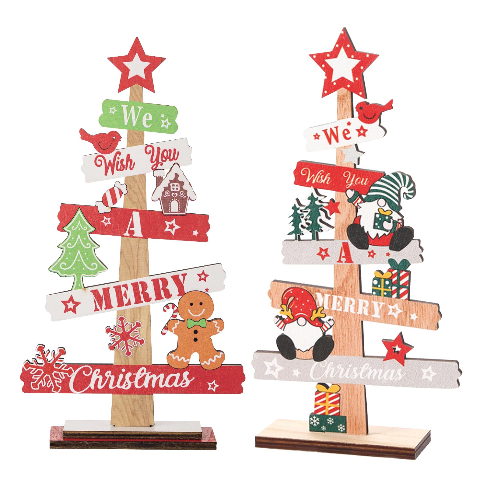 JSTHHTT 2PCS Christmas Table Decorations, Table Sign Xmas, Standing Christmas Tree, Christmas Memorial Ornament
