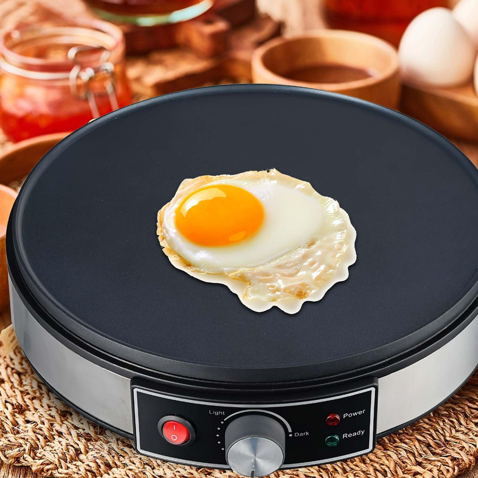 CrêPiere éLectrique, Machine Mini CrêPes, CrêPièRe DiamèTre 30cm, RéGulateur De TempéRature - Indicateur Led Pour Restaurants, Kiosques à Tapas, CaféTéRias Et DéPanneurs