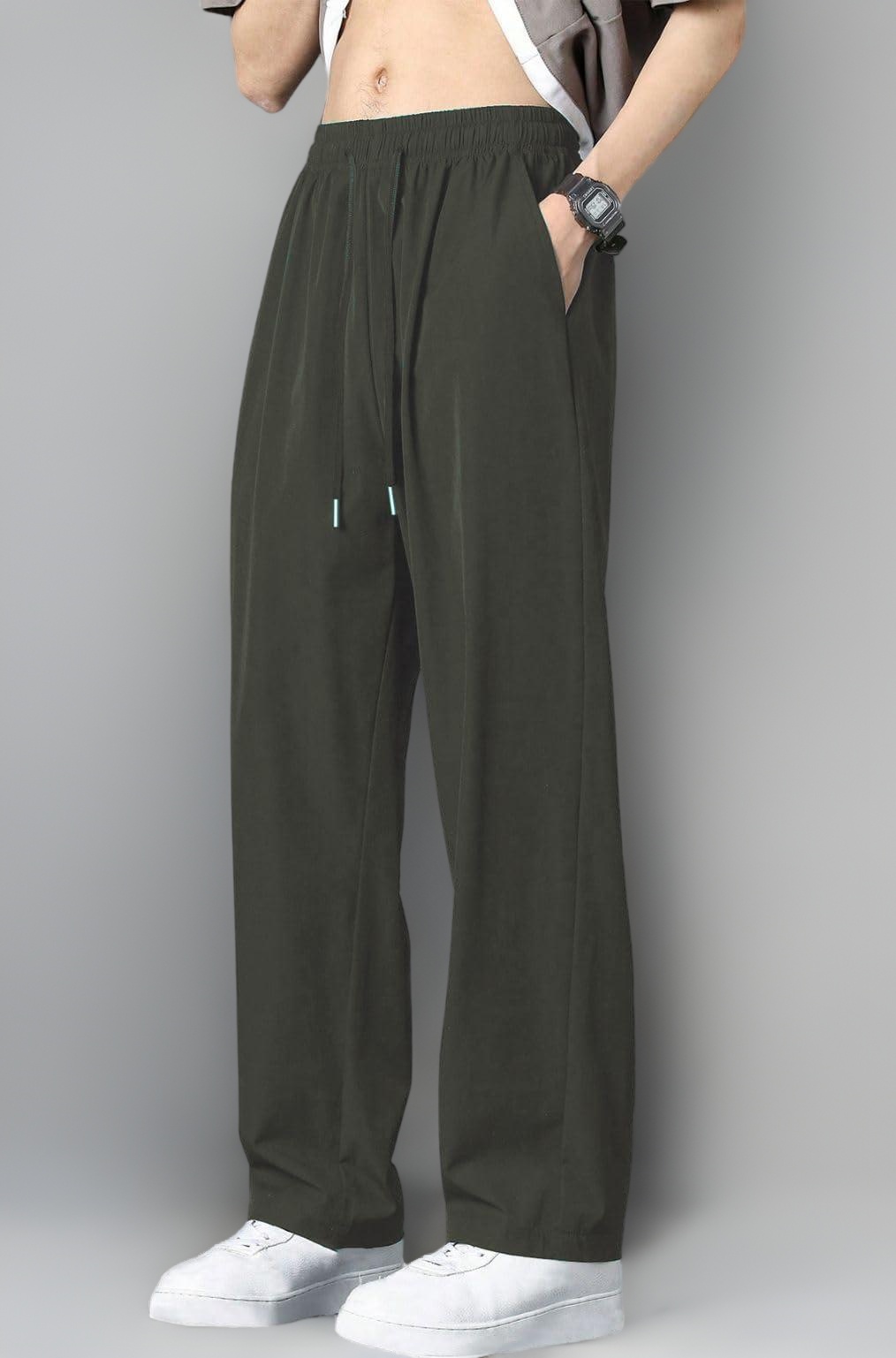 GRECIILOOKS Lycra Track Pants for Men – Stretchable Loose Fit Gym Joggers | Korean Style Workout Pants with Trendy Gym & Streetwear Bottoms with Utility Pockets (Available in Plus Size and Combo Pack of 2)