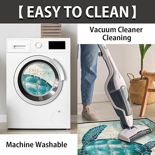 Miniatura 4 de Tapete semicircular con mapa retro de tortuga para entrada interior náutica, antideslizante, semicírculo, tapete para puerta de baño al aire libre,