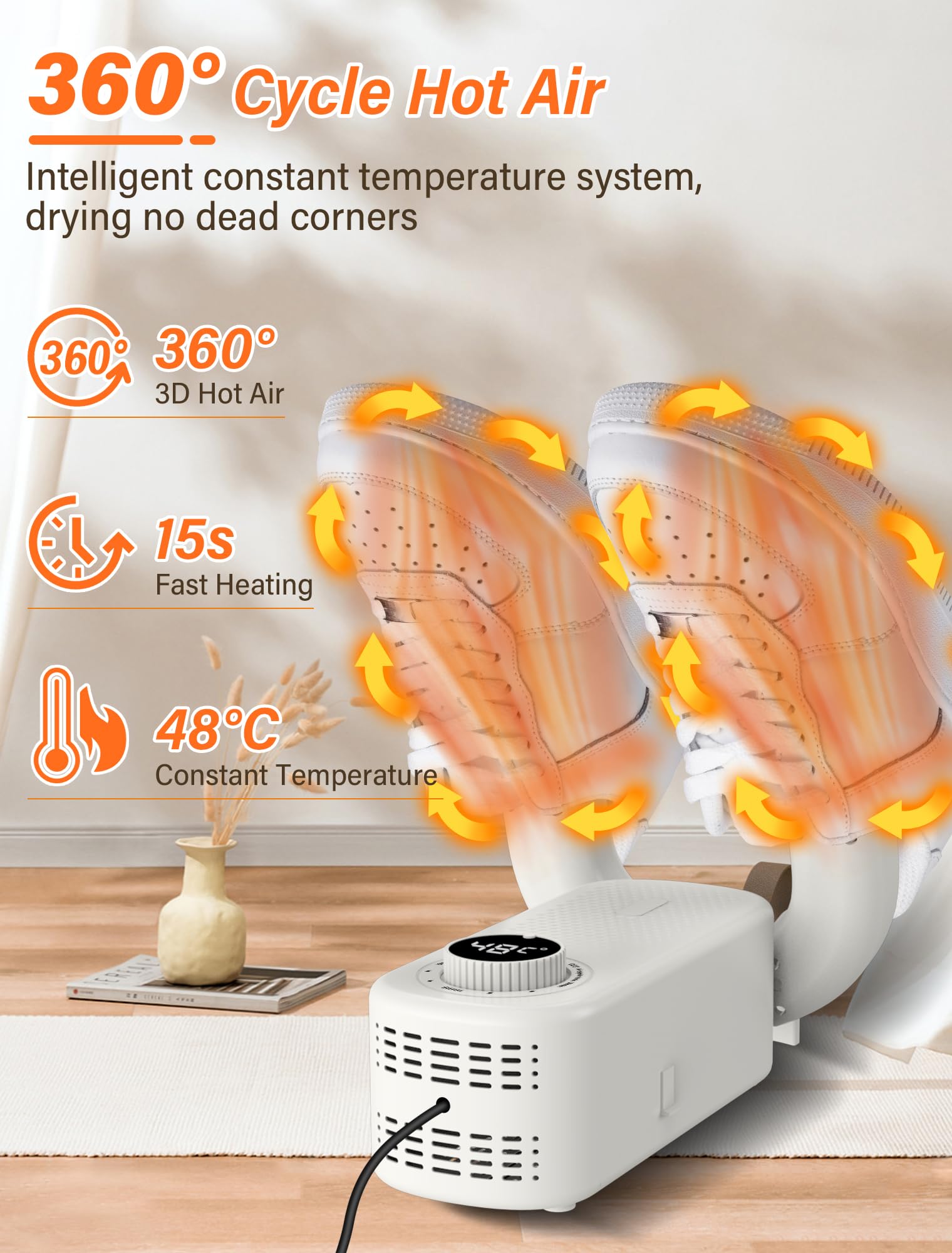 Sèche Chaussures, Chauffe-Bottes, Seche Chaussure Electrique Support réglable à 90°,avec 0-120mins Minuterie, Fonction UV,pour Chaussures, Gants, Chapeaux, Chaussettes
