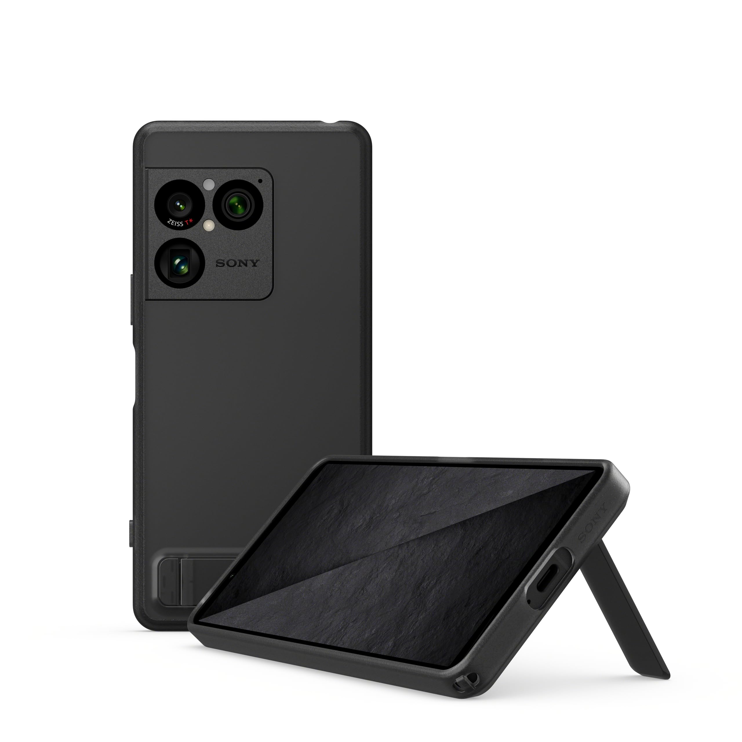 Sony - Étui Élégant avec Support pour Le Xperia 1 VIII, Matériau Antibactérien, Noir Graphite