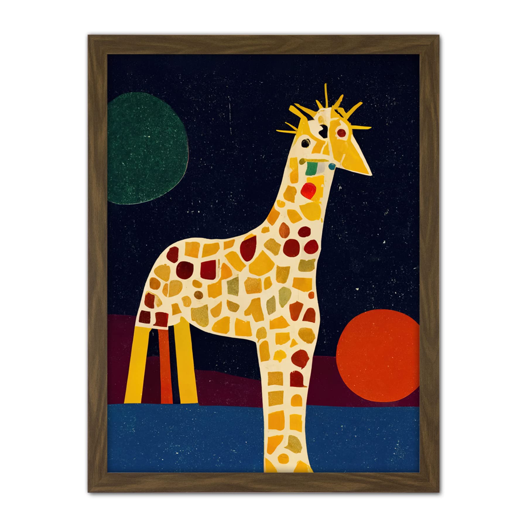 Doppelganger33 LTD Abstract Giraffe Surreal Cubism Artwork Framed Wall Art Print 18X24 Inch