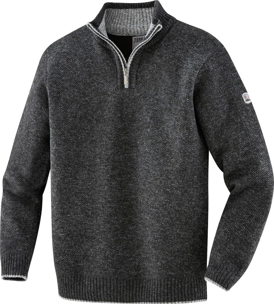 Terrax WorkwareMen's Knitted Troyer Black Melange - Black - Small