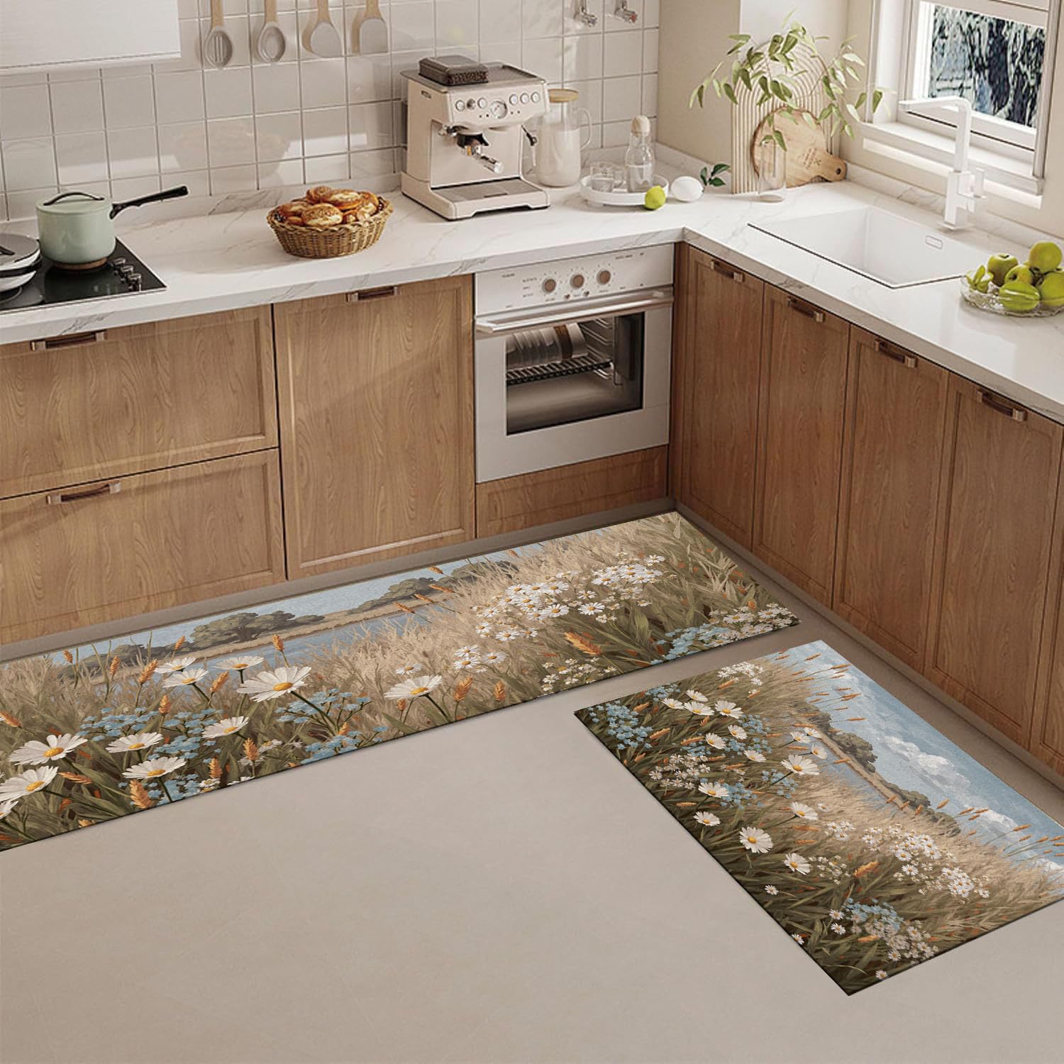Alfombras de cocina lavables con diseño de pradera natural para dar vida a tu comedor