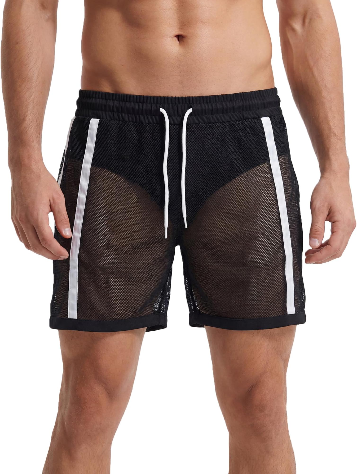 Men's Mesh Shorts Sexy Leisure Shorts Transparent Summer Lounge Trousers Casual Short Clubwear Style Airy