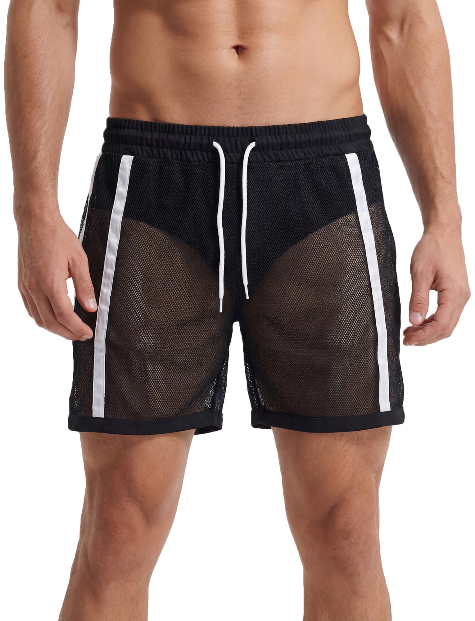 Men's Mesh Shorts Sexy Leisure Shorts Transparent Summer Lounge Trousers Casual Short Clubwear Style Airy